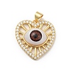 Heart with Eye Brass Micro Pave Clear Cubic Zirconia Pendants KK-G419-07G-03-2