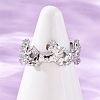 Brass Micro Pave Clear Cubic Zirconia Cuff Rings for Women RJEW-G345-02P-2