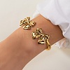 304 Stainless Steel Bowknot Cuff Bangles for Women BJEW-A154-03G-1