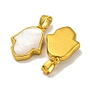 Rack Plating Brass Pave Natural White Shell Pendants KK-U025-04G-01-2