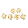 Natural Citrine Square Stud Earrings with Plastic Pearl Beaded EJEW-E599-03G-03-2