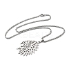 201 Stainless Steel Hollow Cut American Indian Chief Pendant Necklaces NJEW-H065-13P-2
