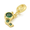 Rack Plating Brass Pave Green Cubic Zirconia Insects European Dangle Charms KK-Z067-35G-2