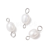 Natural Cultured Freshwater Pearl Rice Connector Charms PALLOY-JF04186-01-1
