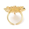 Brass Heart Open Cuff Ring for Women RJEW-C102-23G-3