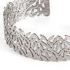 Non-Tarnish 304 Stainless Steel Hollow Leaf Open Cuff Bangles for Women LS-BJEW-K241-03D-P-2