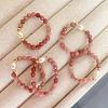 Brass & Natural Freshwater Pearl & Natural Rhodonite Beaded Stretch Rings WGB1DEC-02-2