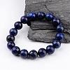 Natural Lapis Lazuli(Dyed) Round Beaded Stretch Bracelets BJEW-JB02271-01-1