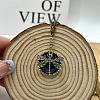 Bohemian Flat Round with Dragonfly Pattern Alloy Dark Cyan Glass Pendant Necklaces for Women FS-WG33723-01-1