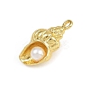 Shell Shape Brass ABS Imitation Pearl Pendants KK-I352-04C-G-2