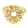Brass Micro Pave Clear Cubic Zirconia Open Cuff Rings for Women RJEW-Z070-04G-03-2
