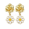 Daisy Flower Brass Dangle Stud Earrings EJEW-S277-04G-4