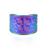 Ion Plating(IP) Rainbow Color 304 Stainless Steel Snake Pattern Open Cuff Ring RJEW-S405-257M-2