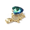 Real 18K Gold Plated Rack Plating Brass Micro Pave Clear Cubic Zirconia Pendants KK-C015-23G-09-2