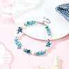 Dyed Synthetic Turquoise Starfish & Chip Beaded Anklets with 304 Stainless Steel End Chains AJEW-AN00733-02-1
