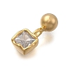 Brass Micro Pave Cubic Zirconia Square Charms KK-D500-01A-G-2