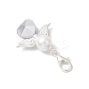 Heart Angel Glass & Glass Pearl Pendant Decorations HJEW-JM03773-02-5