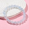 Natural Aquamarine Round Bead Stretch Bracelets for Men Women BJEW-U034-01C-02-3