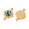 304 Stainless Steel Natural Paua Shell Flat Round Connector Charms STAS-L288-14G-01-2