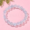 Natural Aquamarine Round Bead Stretch Bracelets for Men Women BJEW-U034-01A-01-2