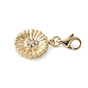 304 Stainless Steel Rhinestone Flower Pendant Decoration STAS-S165-35G-2