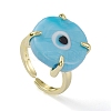 Lampwork Evil Eye Open Cuff Ring RJEW-M147-01LG-02-2