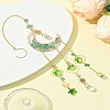 Natural Green Aventurine Chips Moon Pendant Decorations HJEW-FS00027-03-8
