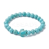 Synthetic Turquoise Turtle Beaded Stretch Bracelet BJEW-JB09699-03-1