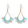 Resin & Glass Seed Beads Teardrop Dangle Earrings EJEW-MZ00401-02-2