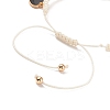 Round Glass Braided Bead Bracelet with Alloy Enamel Heart Charm for Women BJEW-JB08233-02-5