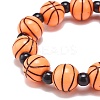 Sport Theme Acrylic Beaded Stretch Bracelet for Kids BJEW-JB08550-5