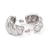 Twist C-Shaped Brass Half Hoop Stud Earrings for Women LS-EJEW-G391-17P-2