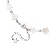 2Pcs 2 Styles Natural White Shell & Brass Moon Star Beaded Necklaces NJEW-JN05854-6