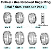14Pcs 7 Styles 201 Stainless Steel Grooved Finger Ring Settings STAS-SC0010-66-2