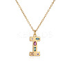 Brass Pave Colorful Cubic Zirconia Initial Pendant Necklaces for Women FS-WG02860-09-1