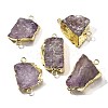 Raw Rough Natural Dyed Quartz Crystal Links Connector Charms G-K189-04LG-03-1