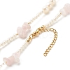 Natural Rose Quartz Chip Beaded Necklace for Girl Women NJEW-TA00016-02-6