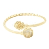 Brass Micro Pave Clear Cubic Zirconia Cuff Bangles for Women BJEW-F526-09G-4