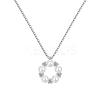 Round Ring 925 Sterling Silver Micro Pave Cubic Zirconia Pendant Necklaces for Women NJEW-F338-07P-2
