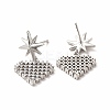 Rack Plating Brass Micro Pave Cubic Zirconia Stud Earrings EJEW-H091-29P-2