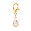 Glass with Brass Faceted Teardrop Pendant Decorations HJEW-JM04030-4