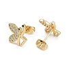Brass Micro Pave Clear Cubic Zirconia Stud Earrings for Women EJEW-U030-03G-04-2