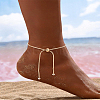 1Pc Stainless Steel Chain Anklet for Women AJEW-LP0006-48B-G-1