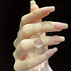 Flat Round Brass Pave Natural Rose Quartz Pendant Necklaces for Women WG46560-02-3