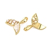 Brass Micro Pave Clear Cubic Zirconia Shell Pendants KK-B139-17G-01-2