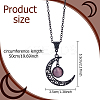 4Pcs 4 Colors Glass Flat Round & Alloy Moon Pendant Necklaces Set NJEW-AN0001-55-2