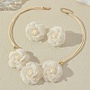 3D Rose Polyester Choker & Stud Earrings Sets FS-WG5AEB6-03-1