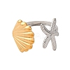 304 Stainless Steel Double Color Cuff Rings RJEW-S635-01GP-O-2