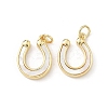 Brass Pave Natural White Shell Pendants KK-B141-09G-1