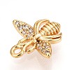 Brass Micro Pave Clear Cubic Zirconia Pendants KK-T075-19G-03-2